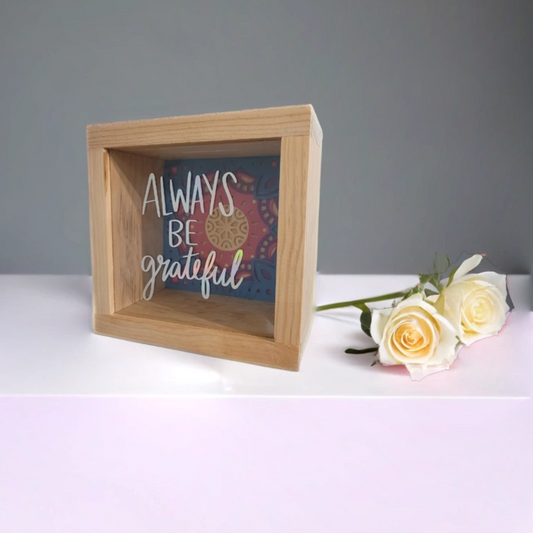 Caja de madera de gratitud always be grateful